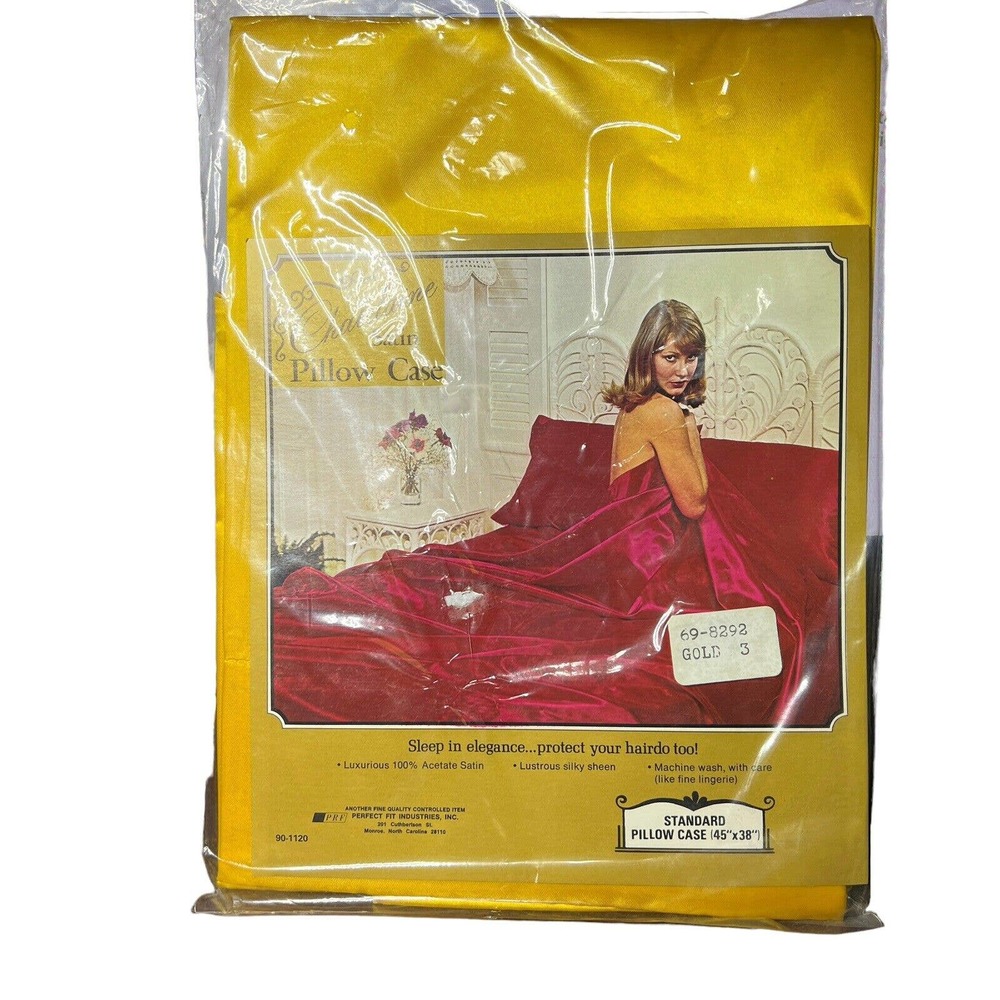 Vintage Chatelaine Luxury Satin‎ Standard Pillowcase Orange 45 x 38 NOS